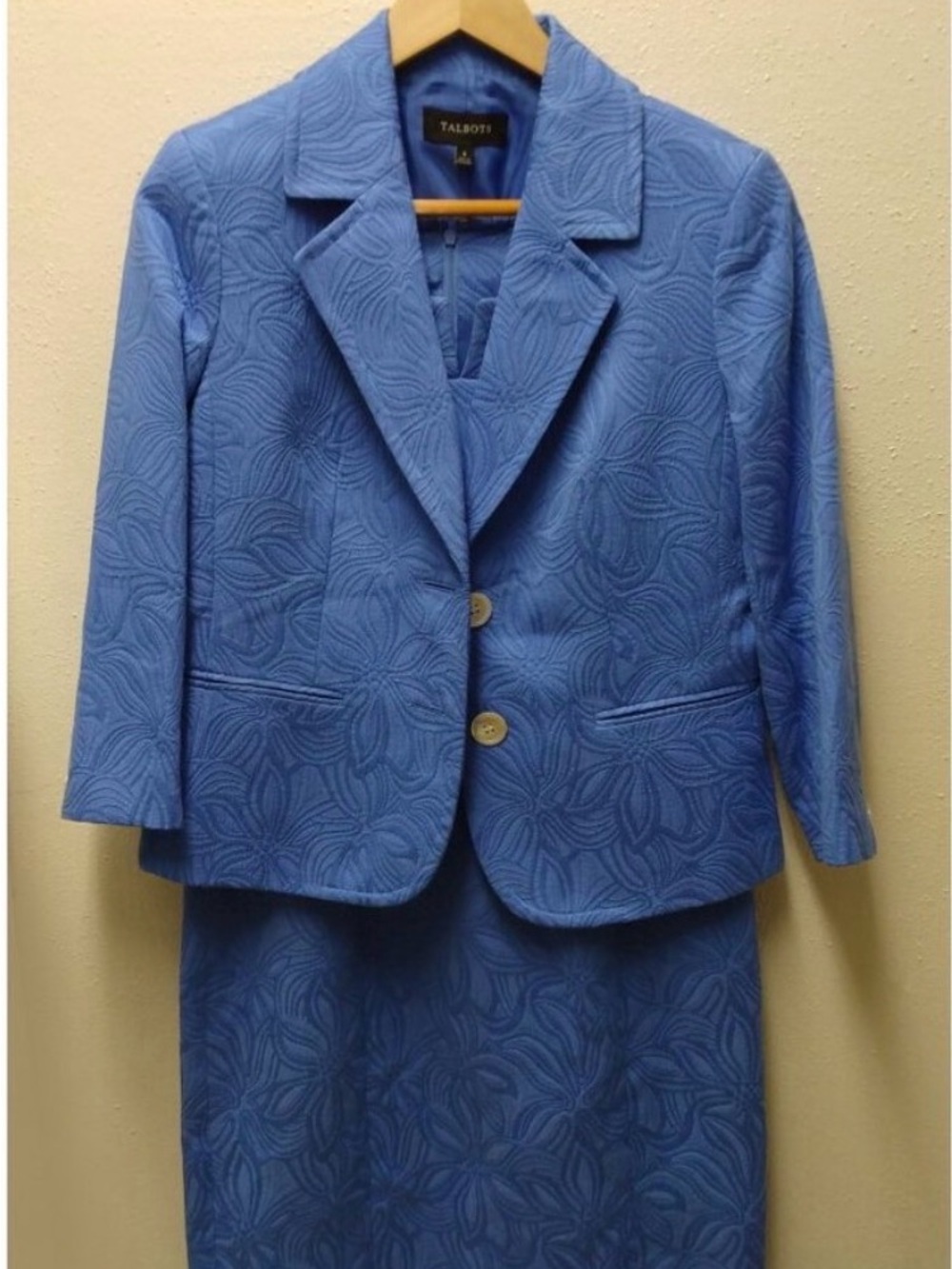Talbots Women’s 2pc Blazer and Sheath Dress Suit Set in Blue Size 6